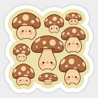 Mini brown mushrooms Sticker